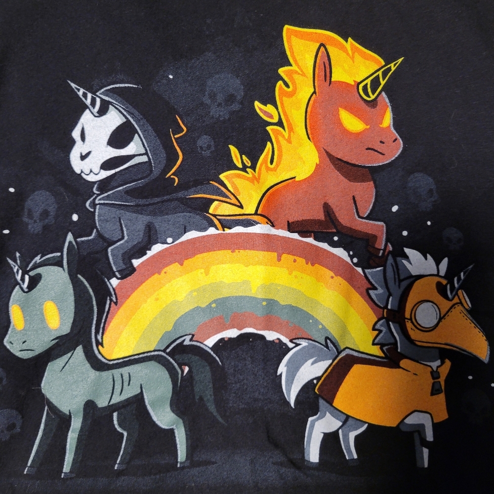 Unstable Unicorns, Horsemen Of The Apocolypse Graphic Tee with Rainbow Kawaii